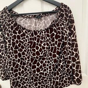 Ann Taylor Factory Brown Animal Print Off-shoulder Blouse
